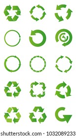 Set of Green recycle arrow isolate vector