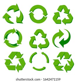 Set of green recycle icons