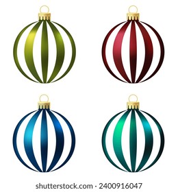 Set of green, red and blue Christmas tree toy or ball