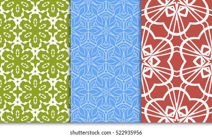 set of green, red, blue color floral ornament. modern pattern. seamless vector illustration. for interior design, textile