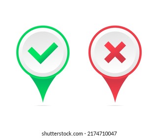 Ajuste con la garrapata de los pines rojos verdes. Ilustración vectorial. imagen de stock. 