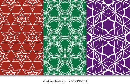 set of green, red, purple color floral ornament. modern pattern. seamless vector illustration. for interior design, textile, wallpaper set of green, red, purple color floral ornament. modern pattern. seamless vector illustration. for interior design, textile, wallpaper