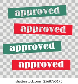 set of green and red rubber stamps on a transparent background. approved stamp.