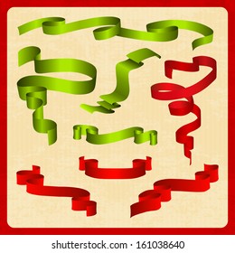 set of green and red tapes