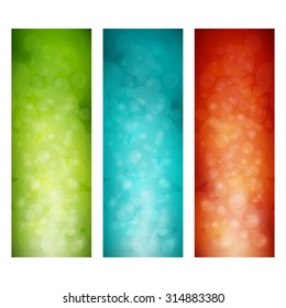 Set of Green and Red Vertical Banners, Modern Abstract Background with Sparkles,  Vector Illustration