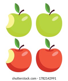 Set Green Red Whole Bitten Apples Stock Vector (Royalty Free ...