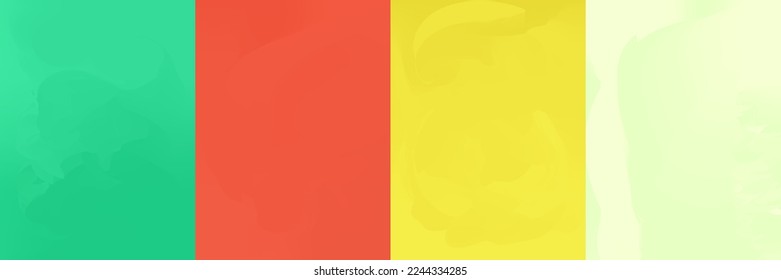 Set of green, red and yellow vector gradients. Collection of nice looking and stylish rectangles.