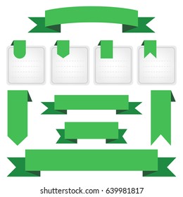 Set of green ribbon banners