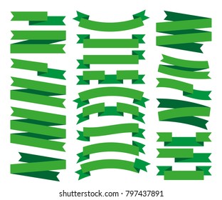 set of green ribbon vector 