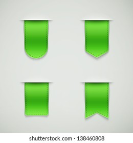 set of green ribbons different shapes eps10