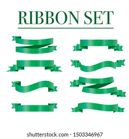 Set of green ribbons vector