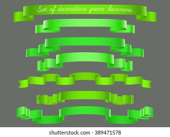 Set of green ribbons for your design.