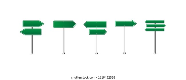 Set of green road sign board vector illustration
