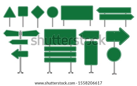 Set of green road signs isolated, for brochure, flyer, cover book and other printing design.