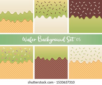 Set of green sauce wafer vector.