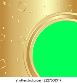 Establece el fondo de pantalla verde con geométrica dorada.