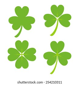 Set of Green Shamrock Symbols Vector illustration. Design for St. Patrick's Day