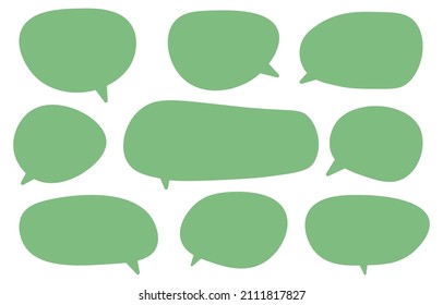 Establecer burbujas de habla verde en fondo blanco.chat vector y mensaje de doodle o icono de comunicación Nube hablando por historietas y diálogo de mensajes mínimo