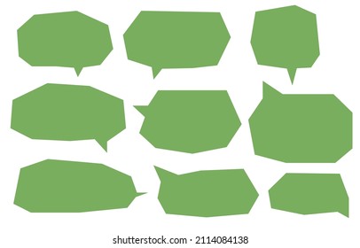 Establece burbujas de habla verde en el fondo blanco. caja de chat y mensaje de doodle o icono de comunicación Nube hablando por historietas y diálogo de mensajes mínimo