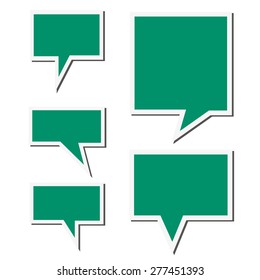 Set of green speech sticker bubbles. Isolated on white background.
