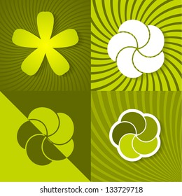 Set a green spring backgrounds with flowers