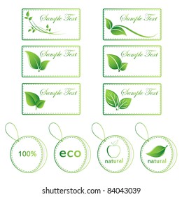 Set of green stickers. Elements for design .