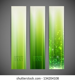 set of green striped banners