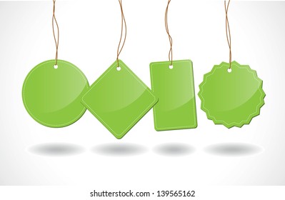 a set of green tags shapes