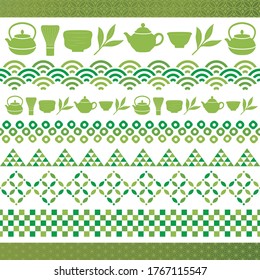 Set of green tea illustrations. Matcha banners.