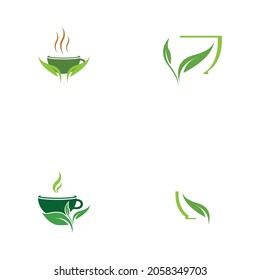 set of Green tea vector logo template