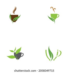 set of Green tea vector logo template