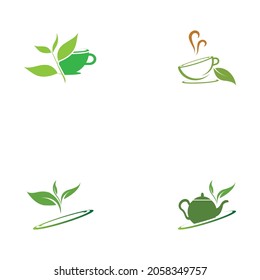 set of Green tea vector logo template