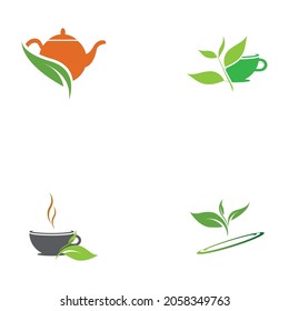 set of Green tea vector logo template