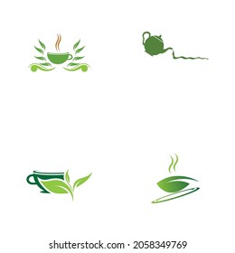 set of Green tea vector logo template