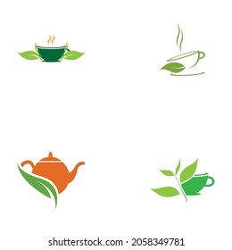 set of Green tea vector logo template