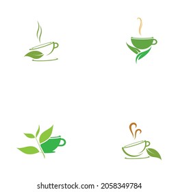 set of Green tea vector logo template