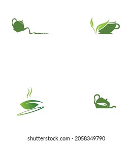 conjunto de plantillas de logotipo del vector del té verde
