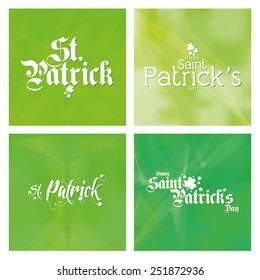 a set of green textured backgrounds with text for patrick's day