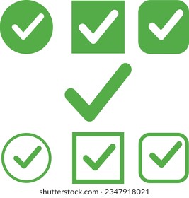 set of green Tick mark approved . Check mark icon symbols collection . symbol for website computer and mobile isolated on white background. green tick verified badge icon.