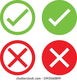 A Set of Green Tick and Red X Icons that Represent Passed Accepted, Agreed, Valid, Confirmed, Seen, Access Denied, Failed, Wrong