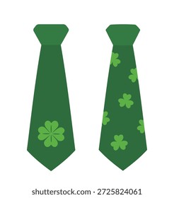 Conjunto de corbata verde con Ilustración vectorial plana Shamrock.
Icono de corbata verde de duende del Día de San Patricio.
Fiesta del día de San Patricio vestir corbata de trébol de dibujos animados.
El fondo blanco.