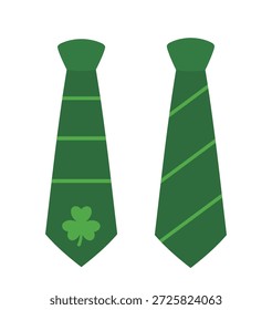 Conjunto de corbata verde con Ilustración vectorial plana Shamrock.
Icono de corbata verde de duende del Día de San Patricio.
Fiesta del día de San Patricio vestir corbata de trébol de dibujos animados.
El fondo blanco.