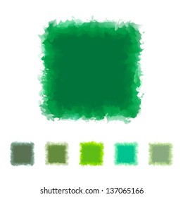 Set of green tone watercolor square shape design for brush, textbox, design element, VECTOR EPS10