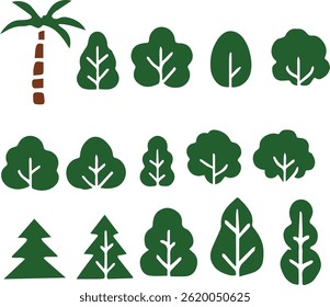Set of green tree icon