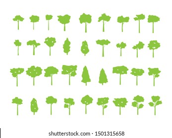 set of green tree for icon and symbol vector illustration flat design