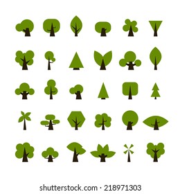 Set of green tree icons for your design