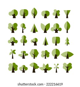 Set of green tree icons for your design