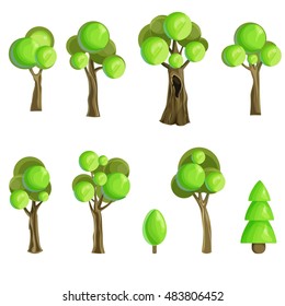 Set of green tree,concept vector tree