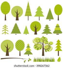 set of green trees