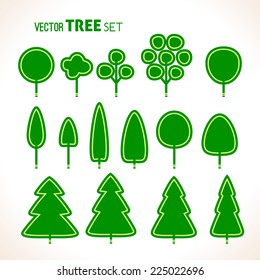 set of green trees icons for your design, vector